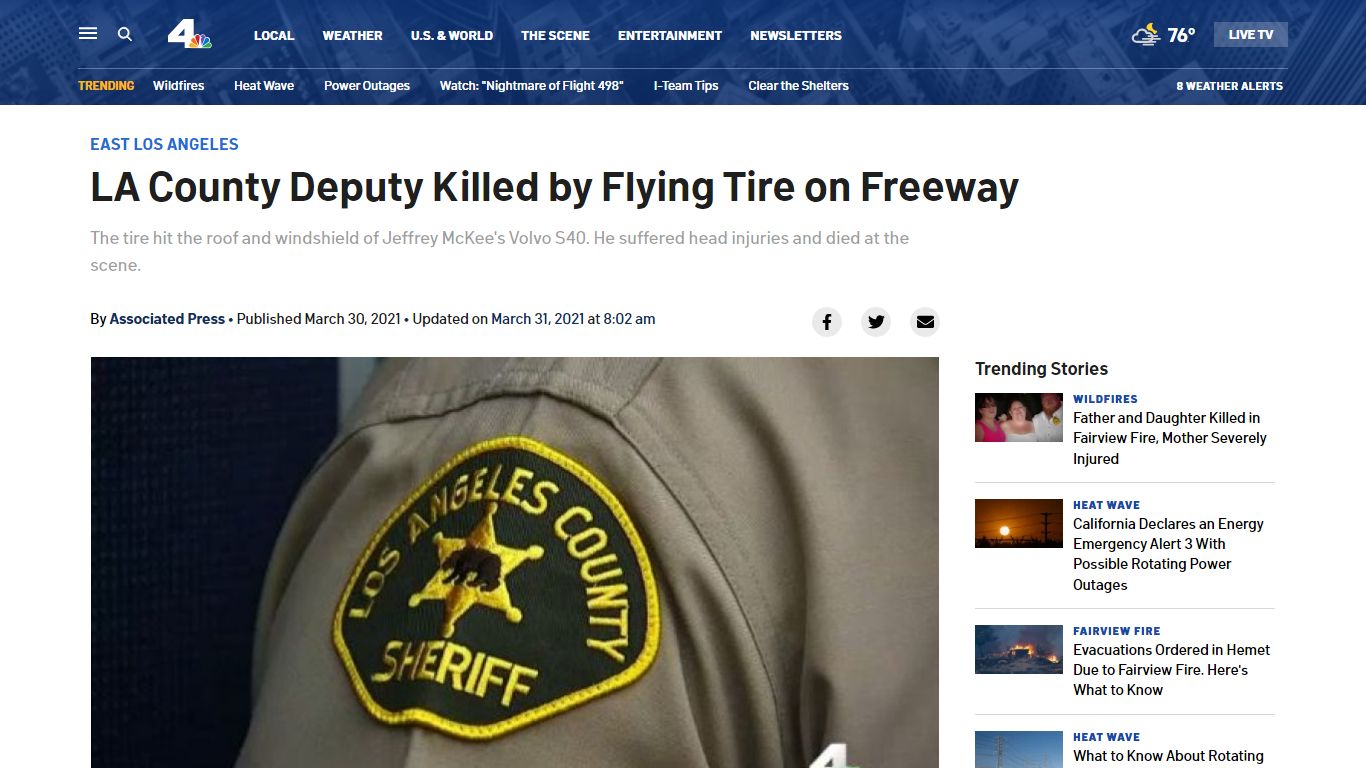 LA County Deputy Killed by Flying Tire – NBC Los Angeles