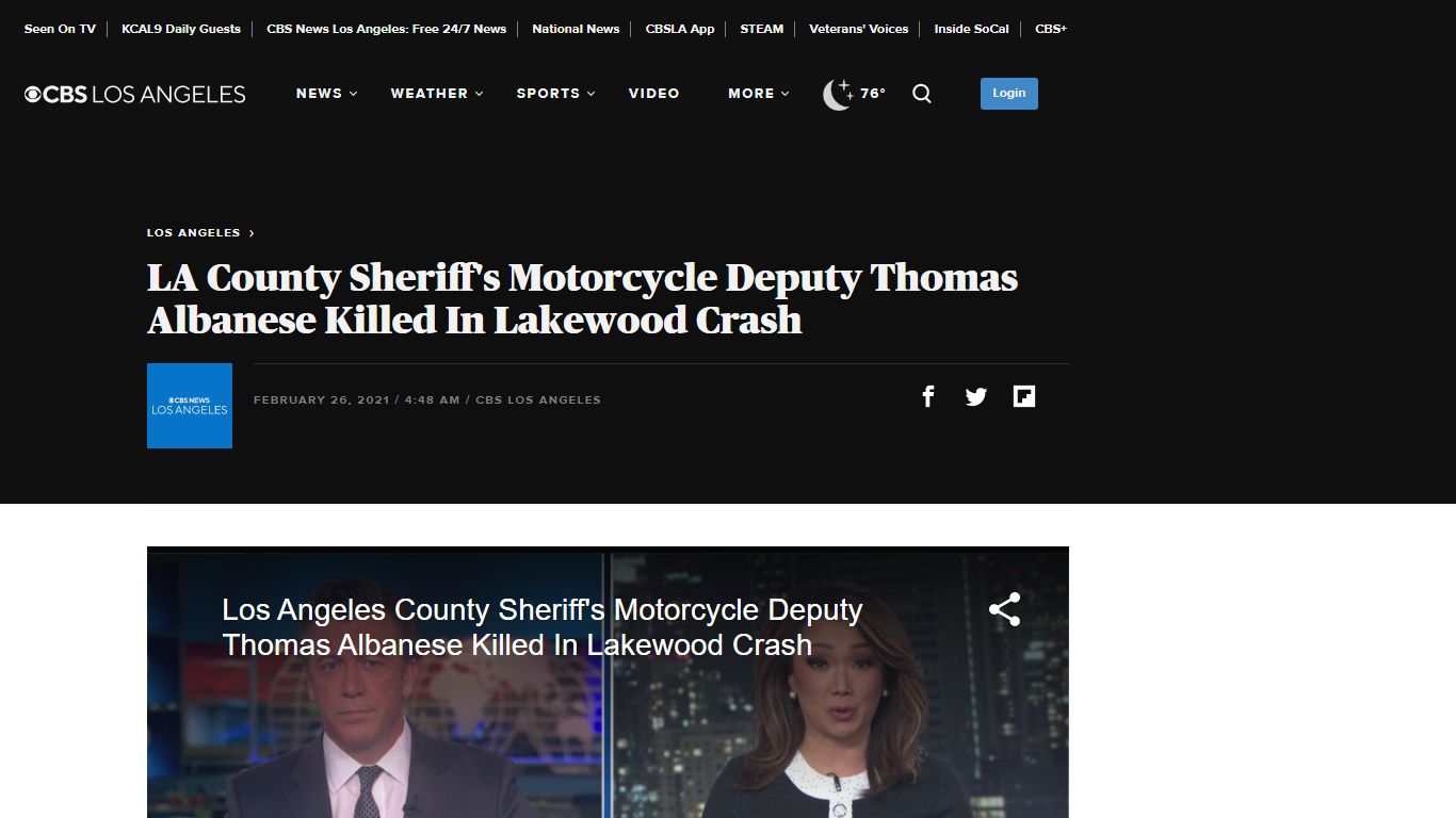 LA County Sheriff's Motorcycle Deputy Thomas Albanese Killed In ...